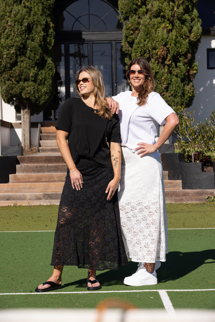 Ayva Opel Lace Maxi Skirt Black