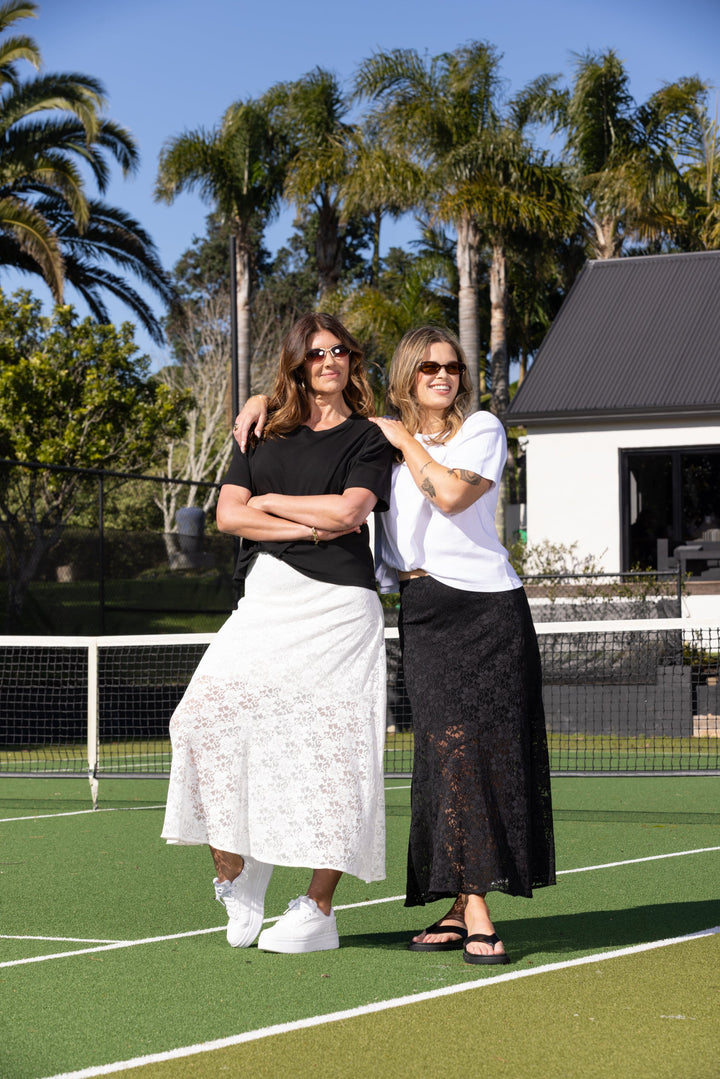 Ayva Opel Lace Maxi Skirt White