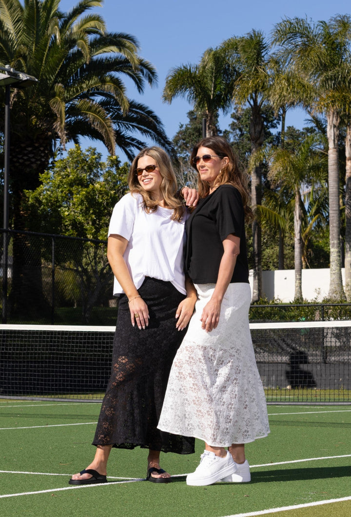 Ayva Opel Lace Maxi Skirt White