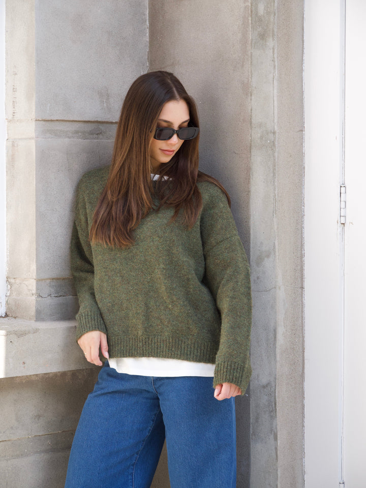 Ayva Sofia Oversized Knit Sweater Moss