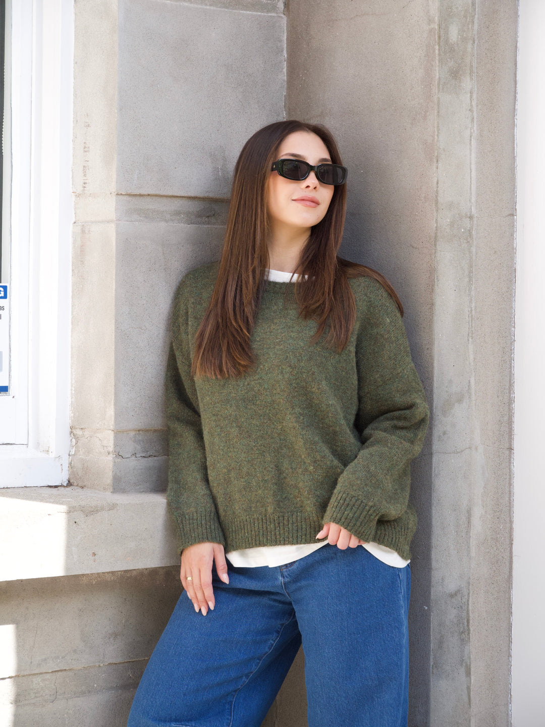 Ayva Sofia Oversized Knit Sweater Moss