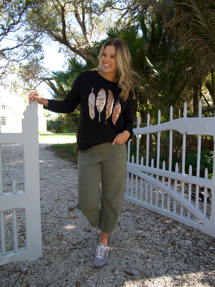 Label Feather Crew Black