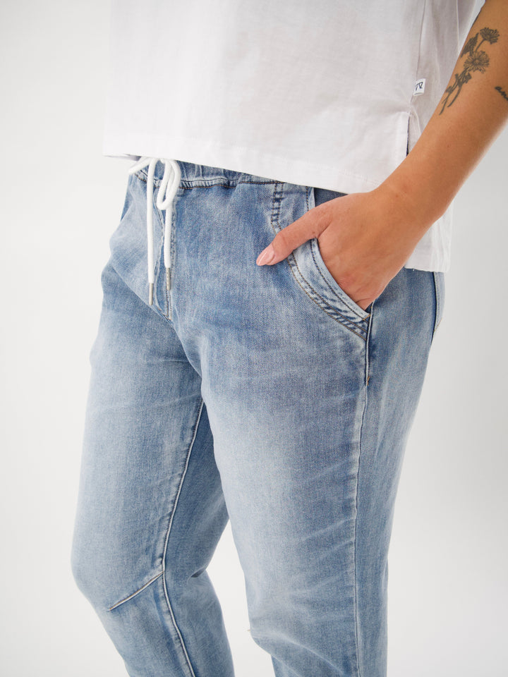 Label Shane Denim Jogger Washed Blue
