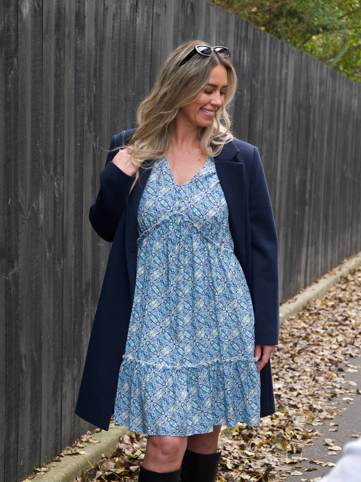 Gloss The Label Talephi Dress Blue Print