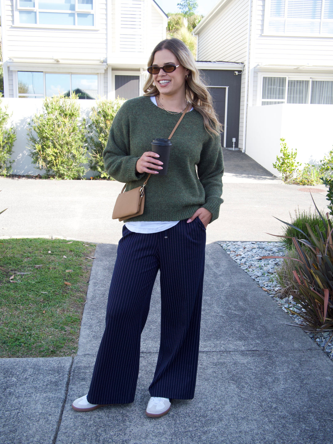 Gloss The Label Motto Pinstripe Pant Navy