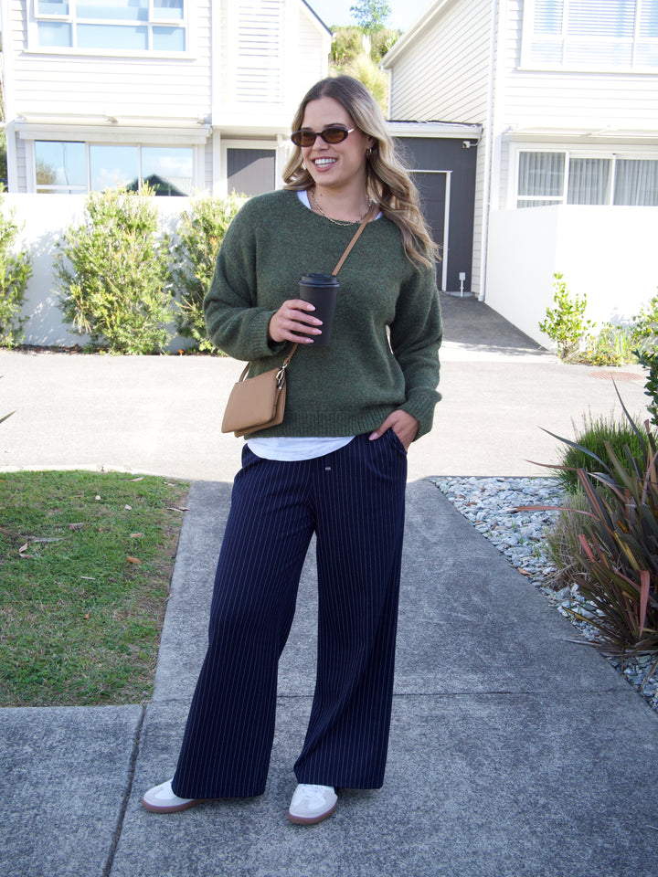 Gloss The Label Motto Pinstripe Pant Navy