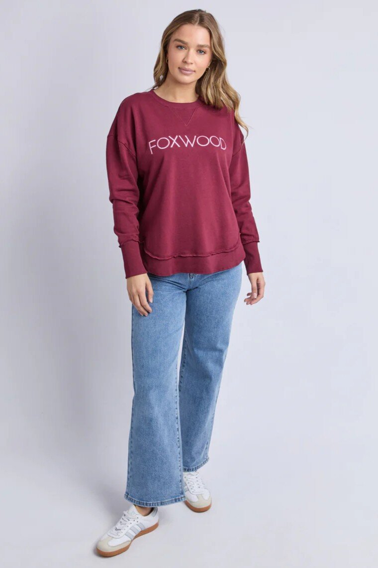 Foxwood Simplified Metallic Crew Burgundy