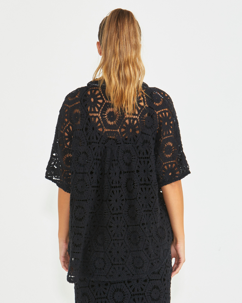 Sass Clover Lace Shirt Black