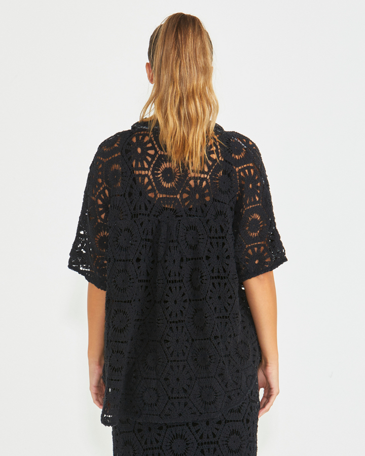 Sass Clover Lace Shirt Black