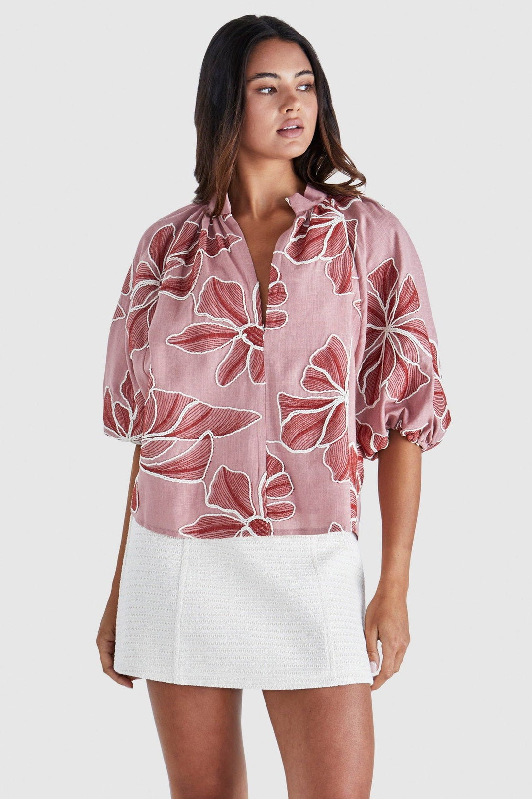 Sass Finley Top Pink Red