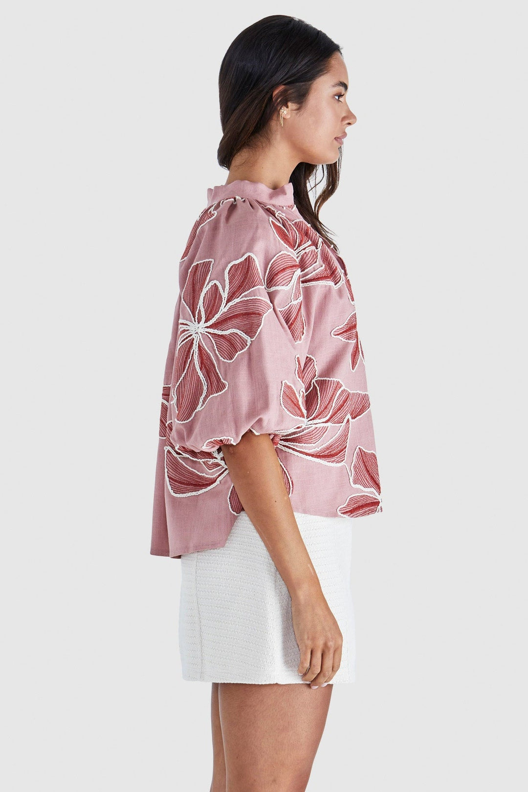 Sass Finley Top Pink Red