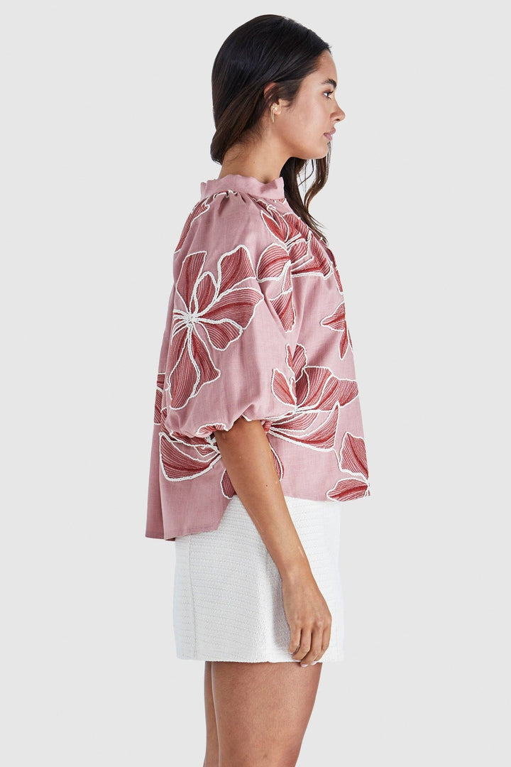 Sass Finley Top Pink Red