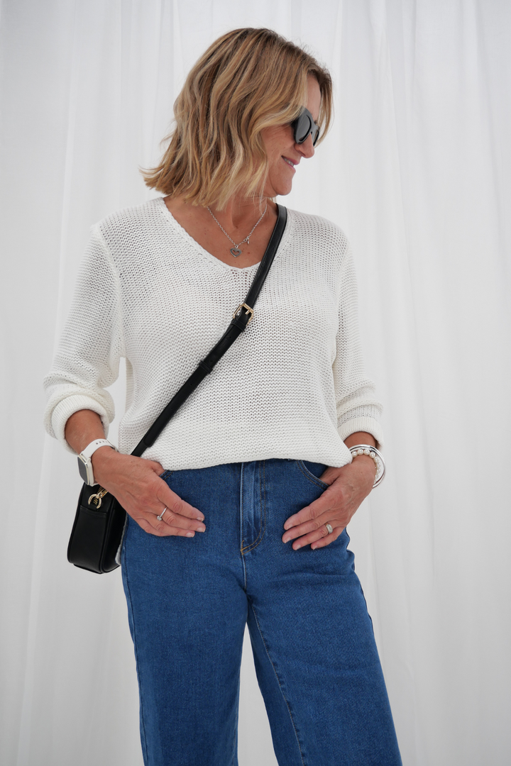 All About Eve Charlie High Rise Wide Leg Jean Mid Blue