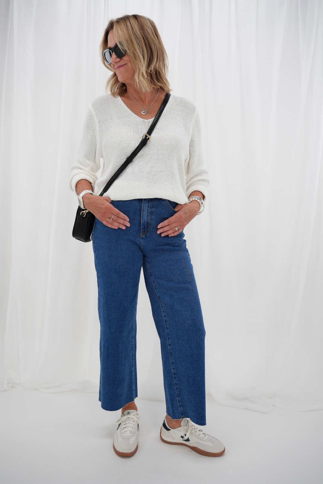All About Eve Charlie High Rise Wide Leg Jean Mid Blue