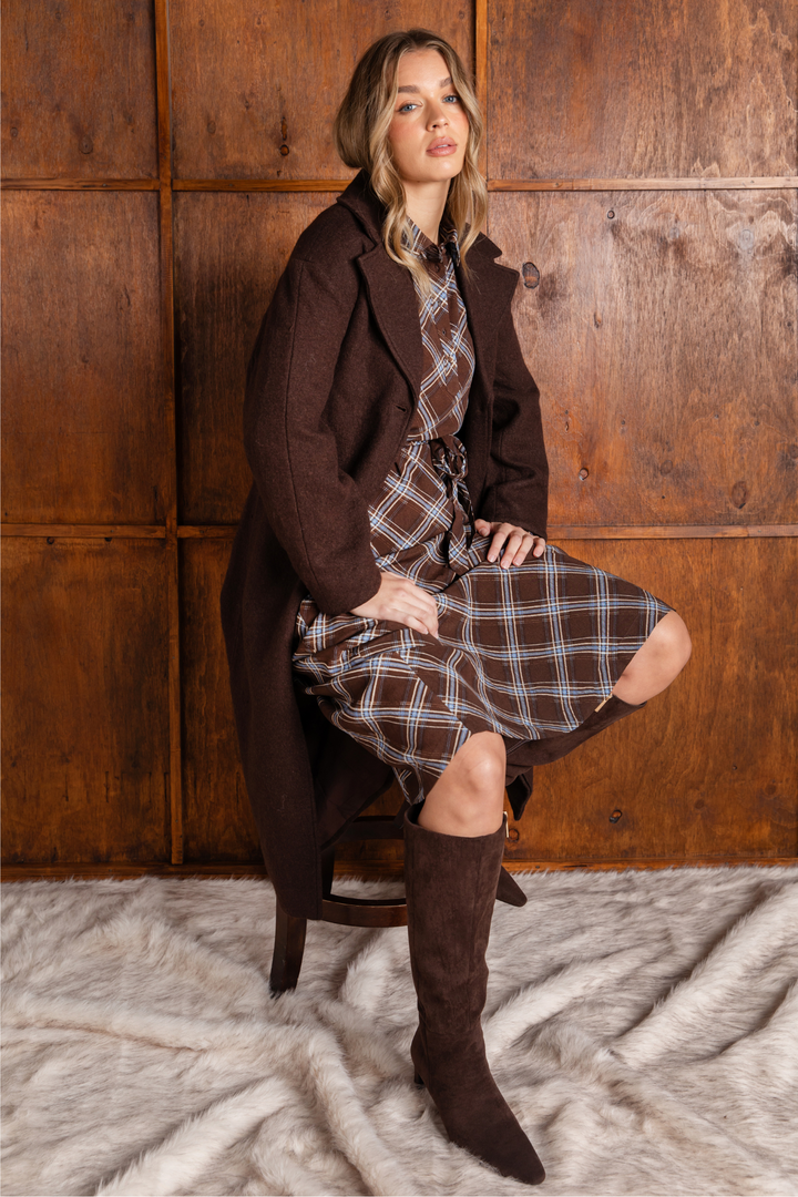 Foxwood Edison Check Dress Chocolate