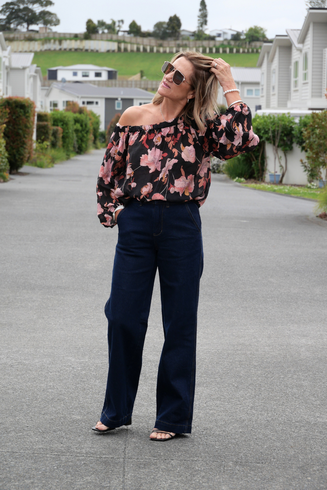 Label Reign Denim Wide Leg Trouser Dark Indigo