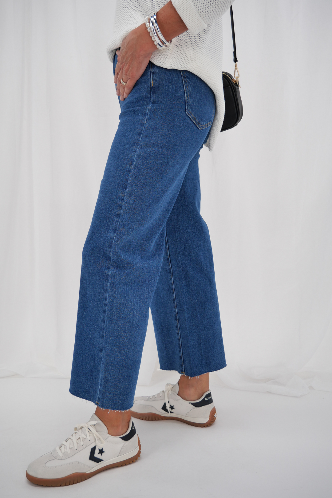 All About Eve Charlie High Rise Wide Leg Jean Mid Blue
