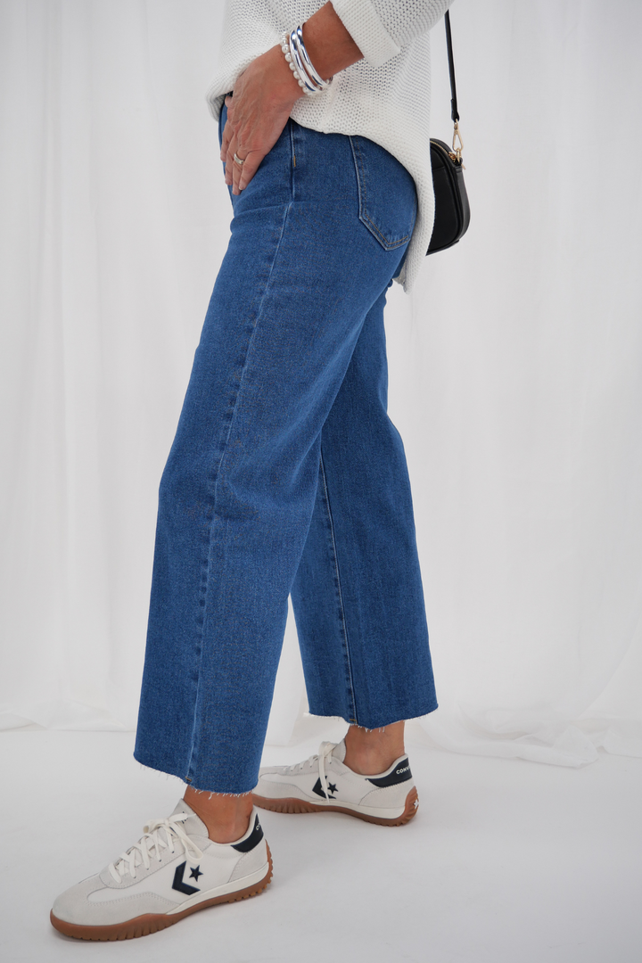 All About Eve Charlie High Rise Wide Leg Jean Mid Blue