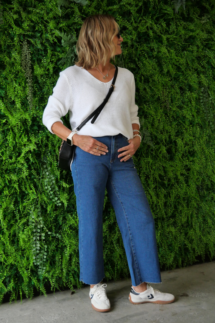 All About Eve Charlie High Rise Wide Leg Jean Mid Blue