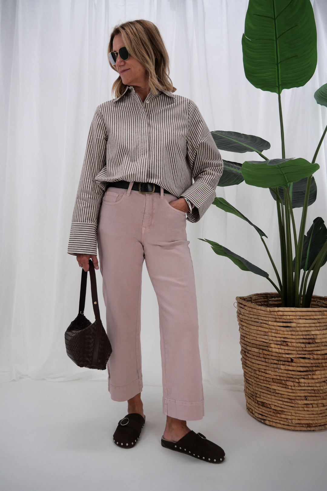 Label Owen Wide Leg Cropped Jean Soft Pink