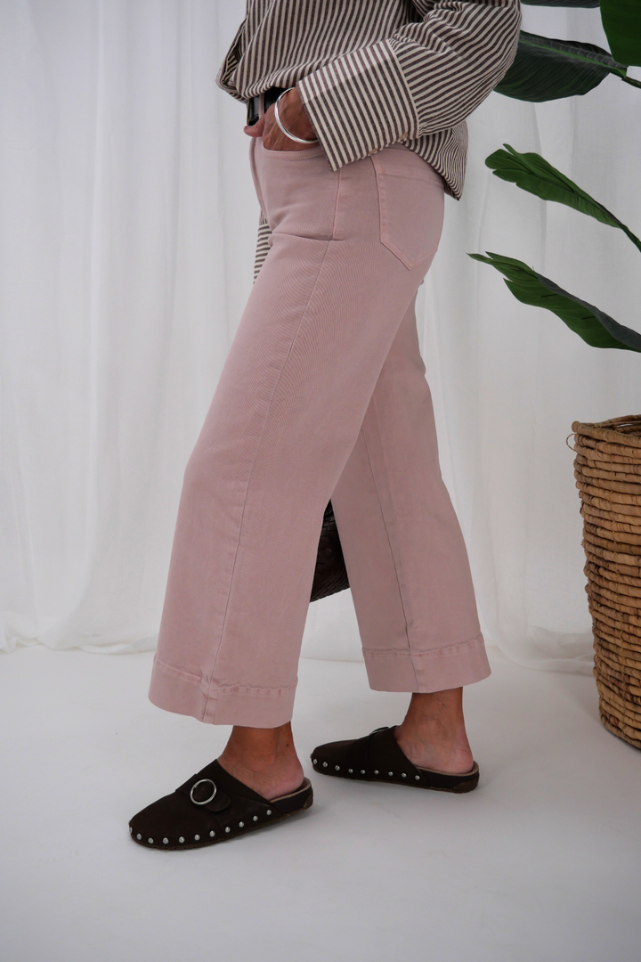 Label Owen Wide Leg Cropped Jean Soft Pink