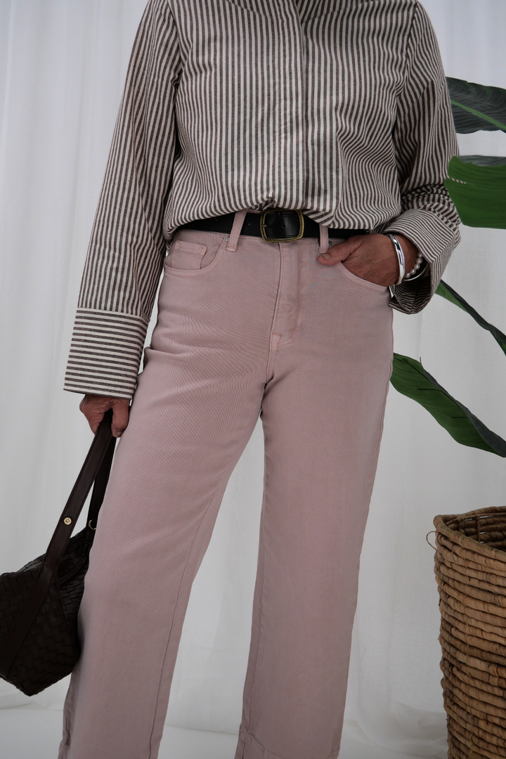 Label Owen Wide Leg Cropped Jean Soft Pink