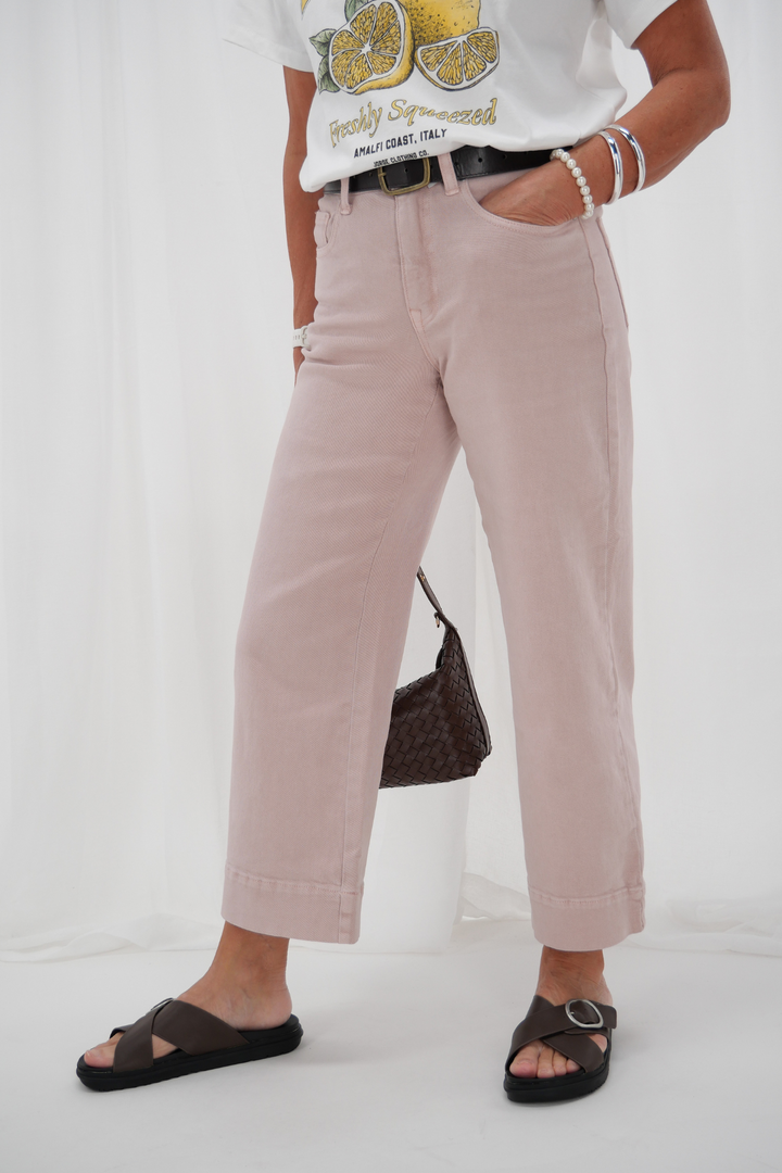 Label Owen Wide Leg Cropped Jean Soft Pink