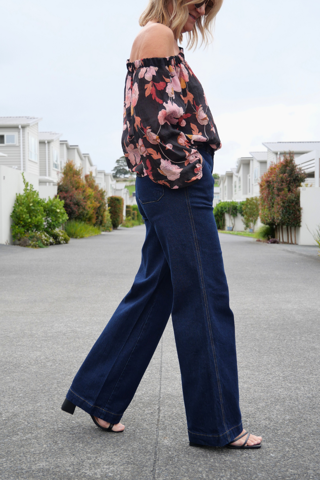 Label Reign Denim Wide Leg Trouser Dark Indigo