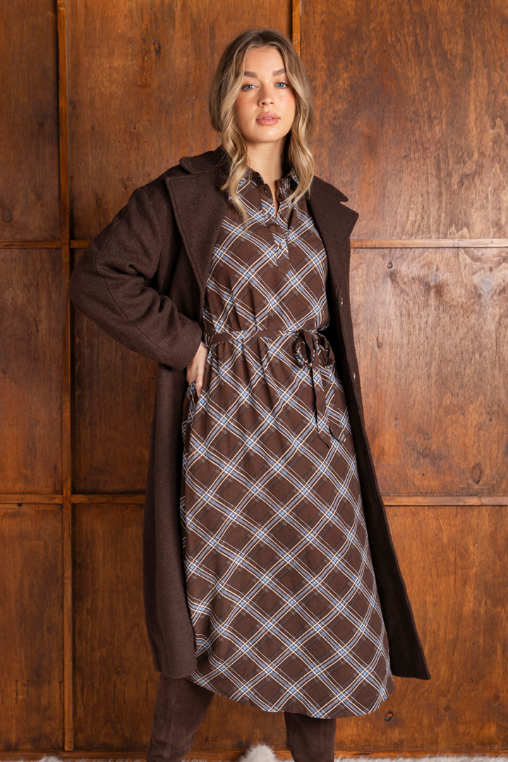 Foxwood Edison Check Dress Chocolate