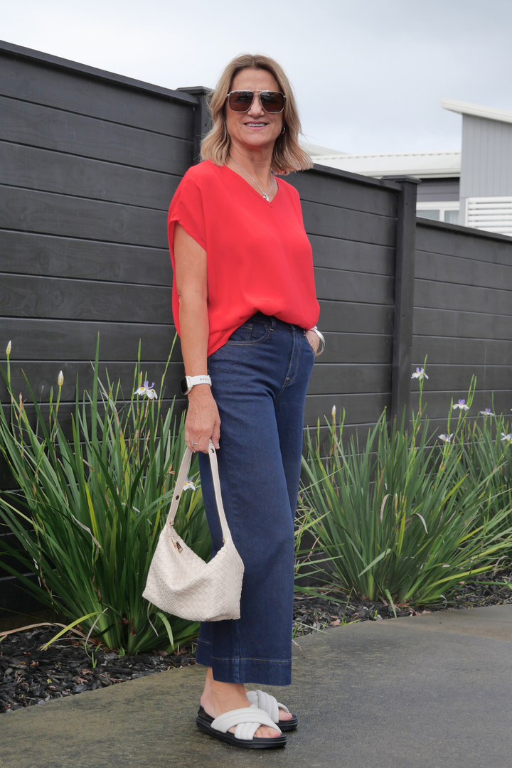 Label Owen Wide Leg Cropped Jean Dark Indigo