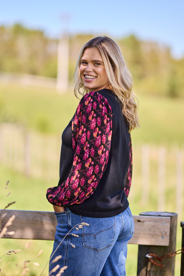Gloss The Label Sable Top Black Floral