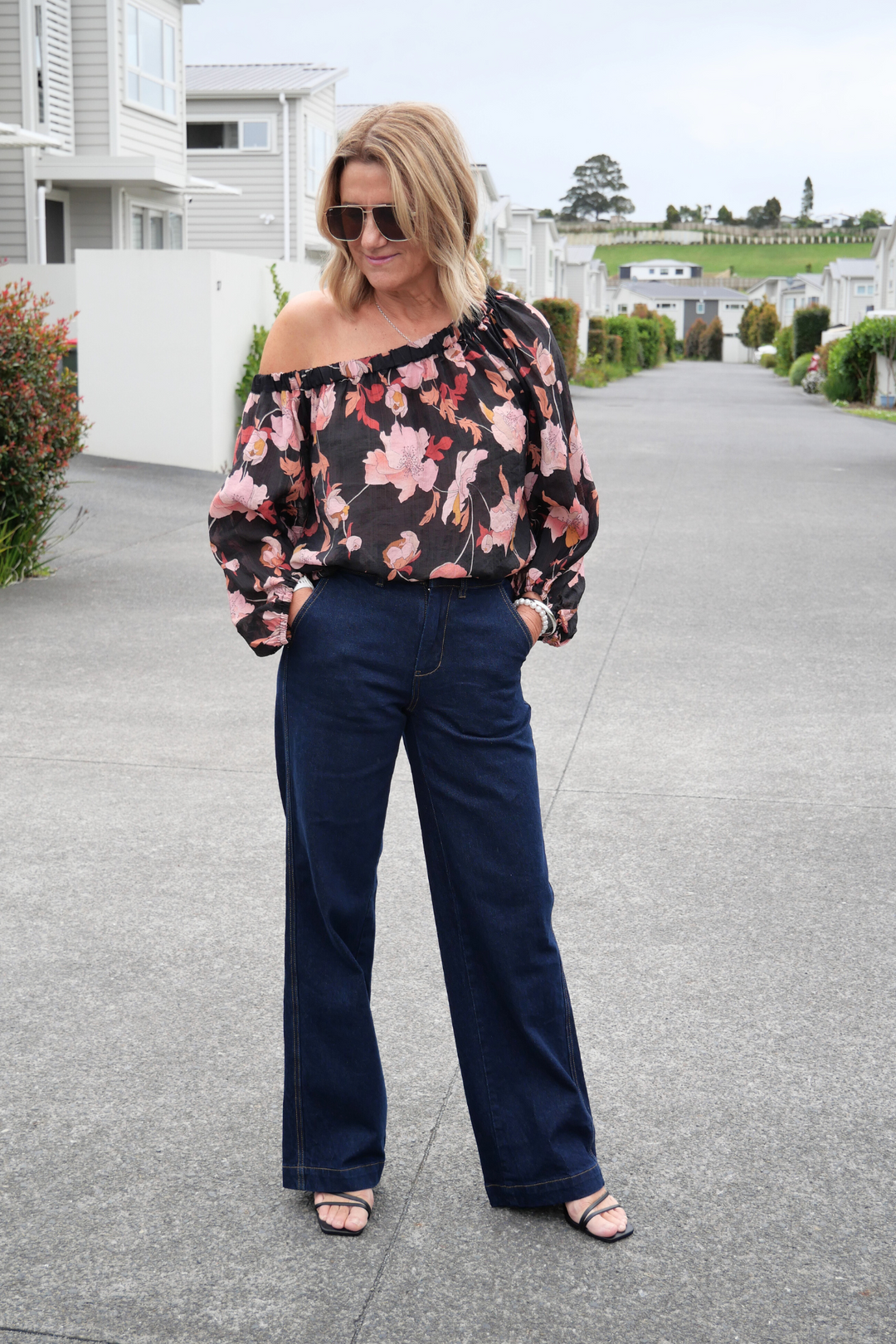 Label Reign Denim Wide Leg Trouser Dark Indigo