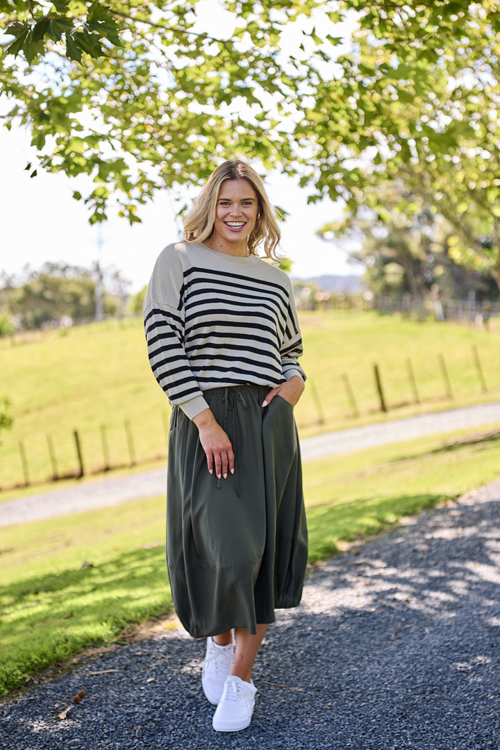 Sunday Boho Pauline Midi Skirt Khaki