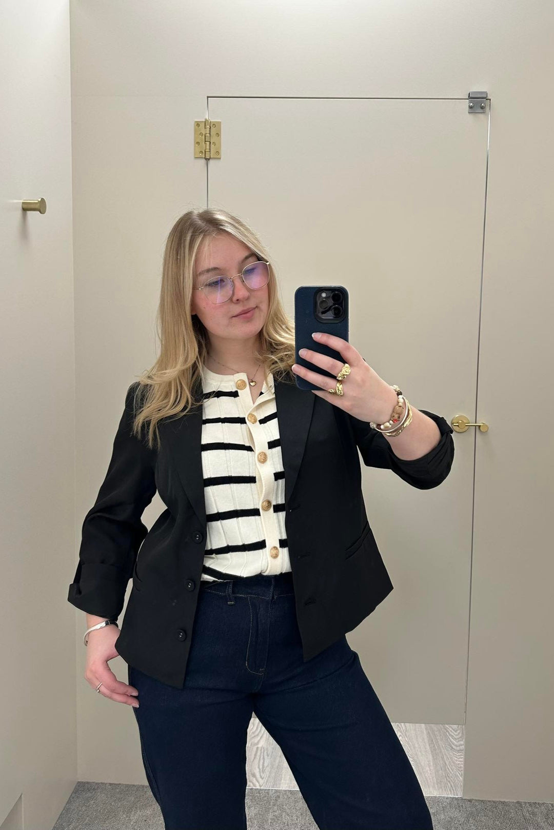 Betty Basics Nicolette Knit Vest Black Stripe
