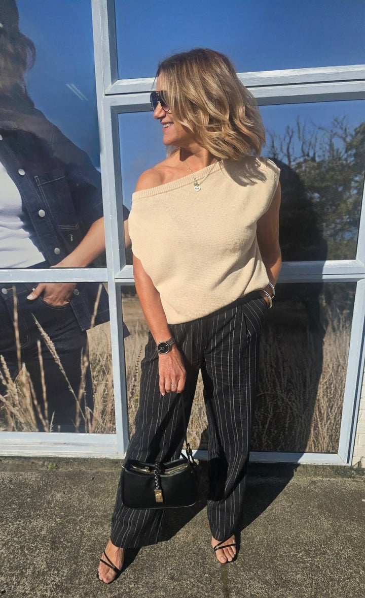Ayva Remi Asym Knit Top Natural