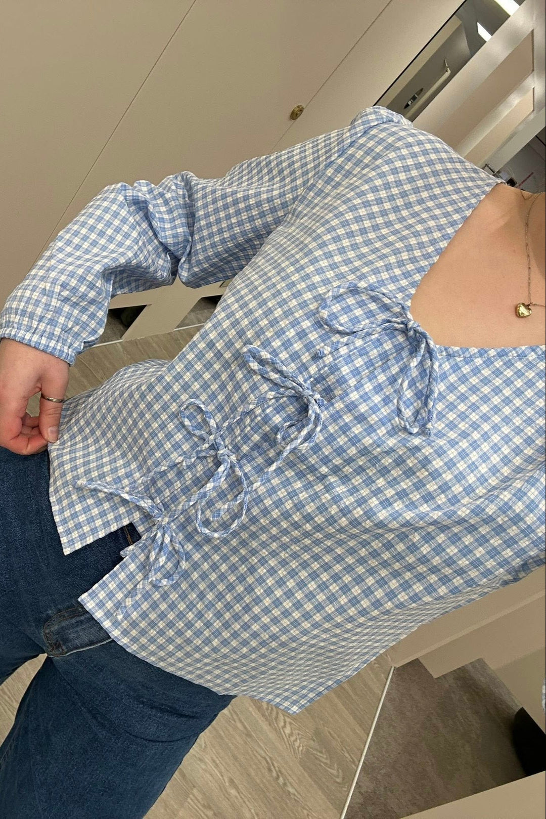 Label Sharin Top Blue Gingham