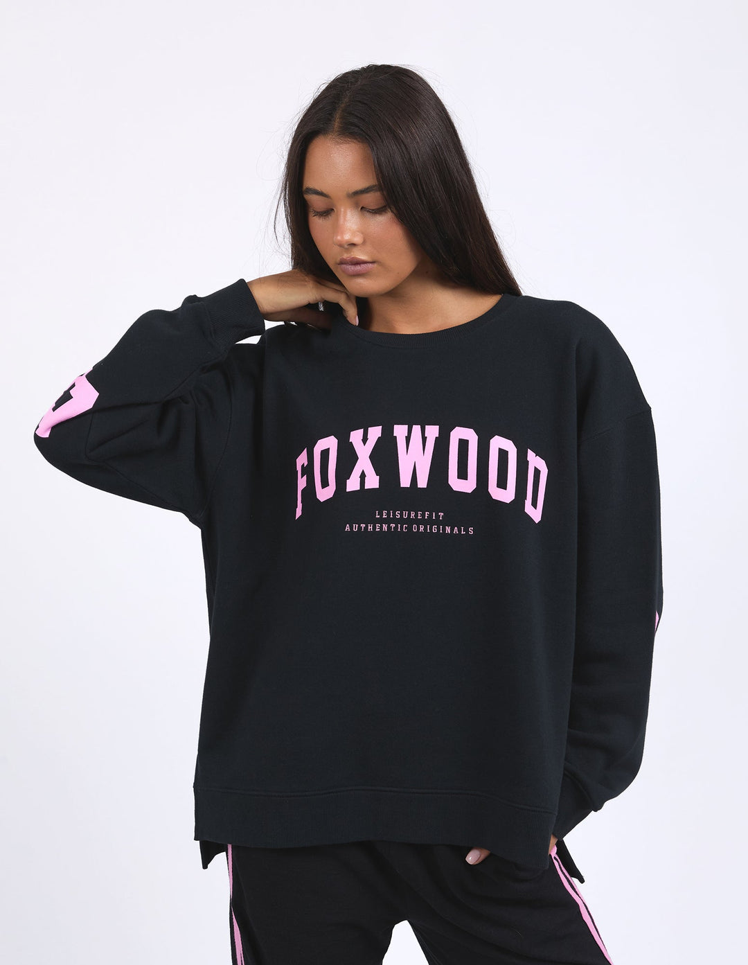 Foxwood Interval Crew Black W/ Neon Pink