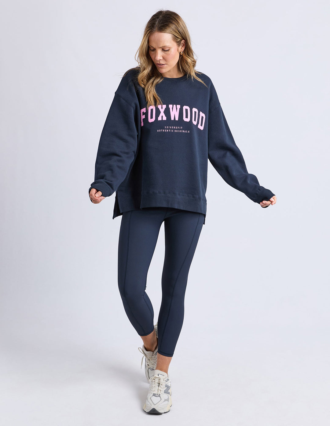 Foxwood Interval Crew Navy And Neon Pink