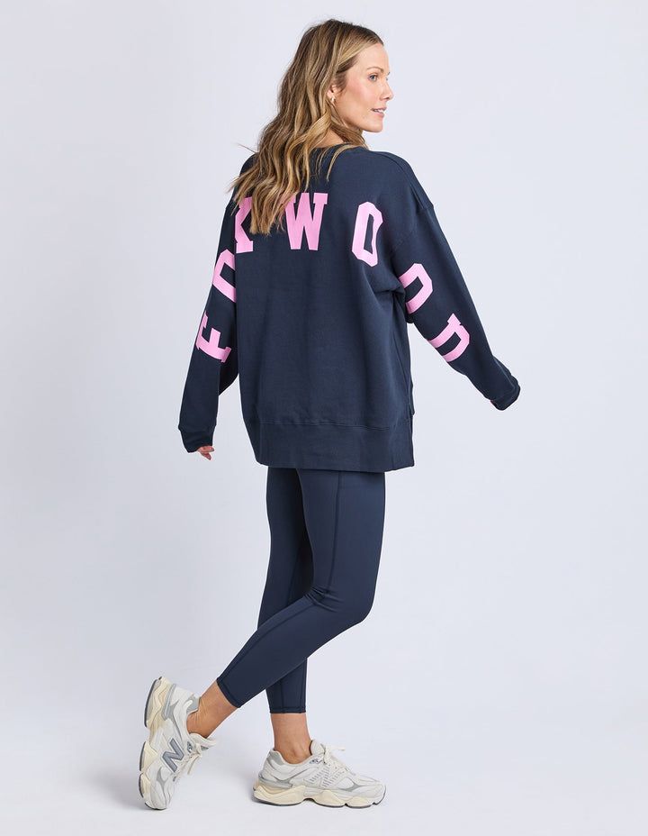Foxwood Interval Crew Navy And Neon Pink