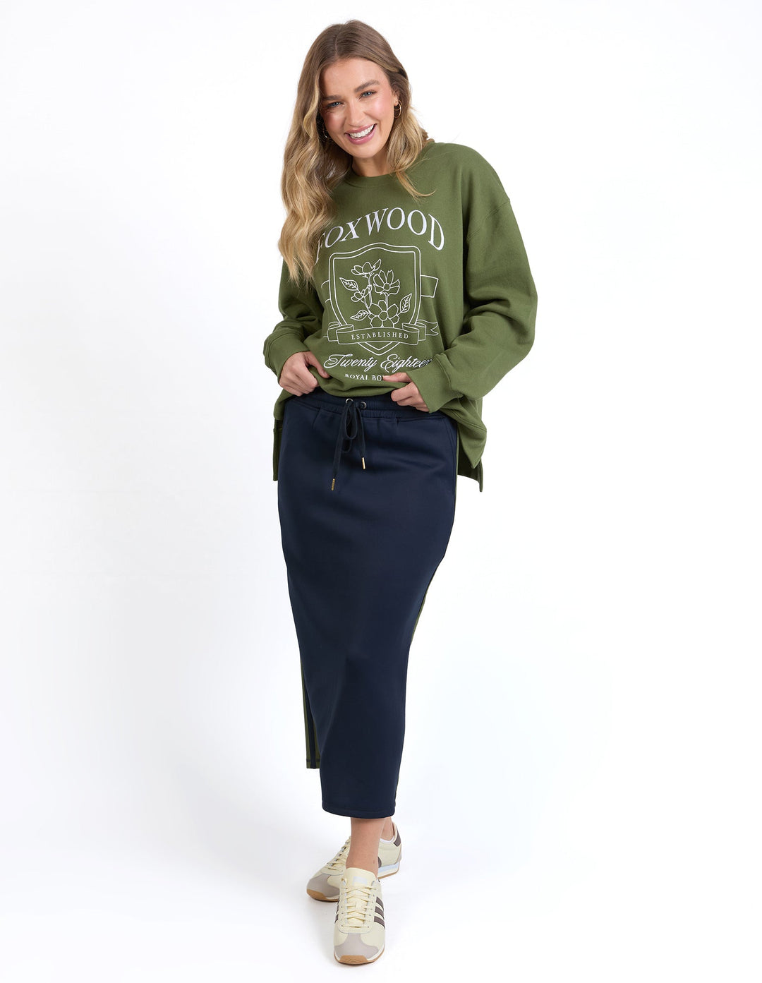 Foxwood Juno Skirt Navy With Green