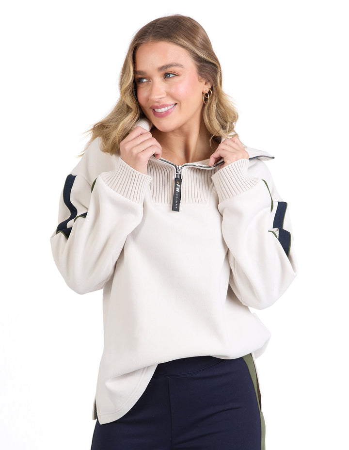 Foxwood Knit Collar Crew Bone