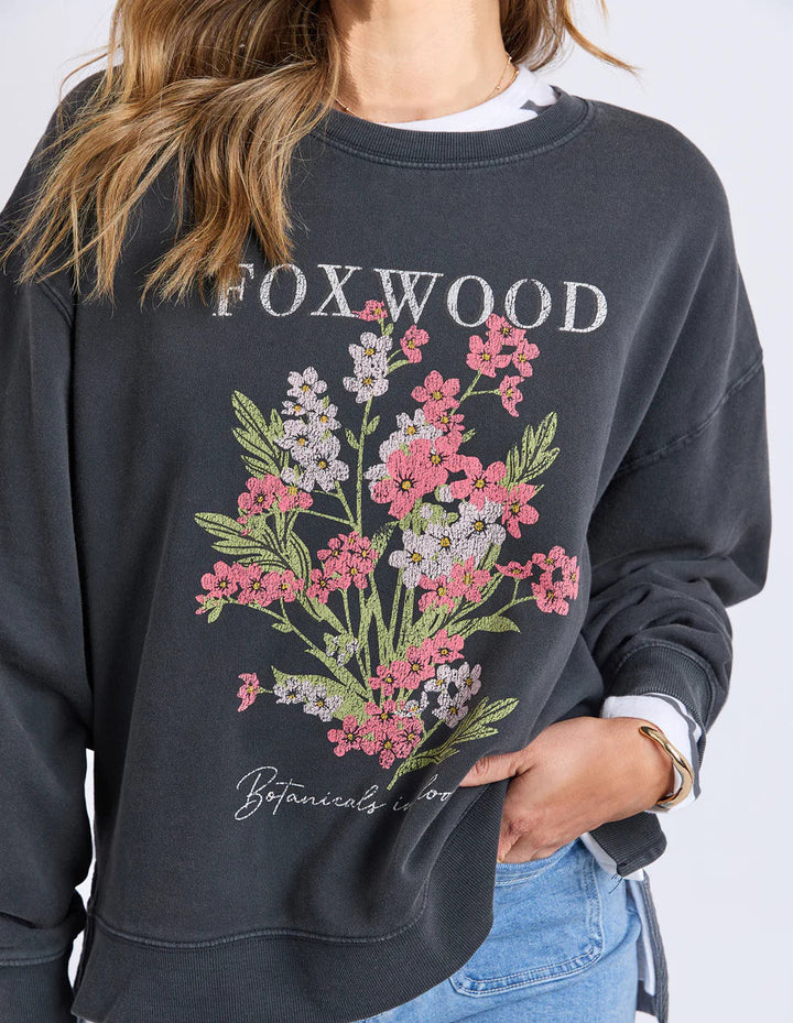 Foxwood Flowers Crew Washed Black