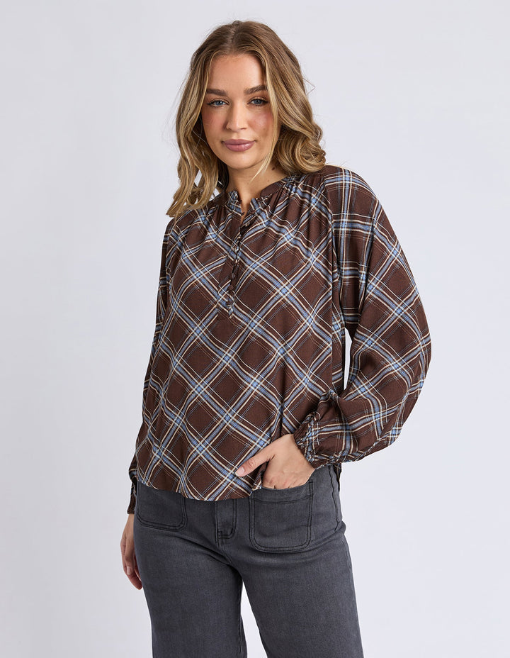 Foxwood Edison Check Top Chocolate