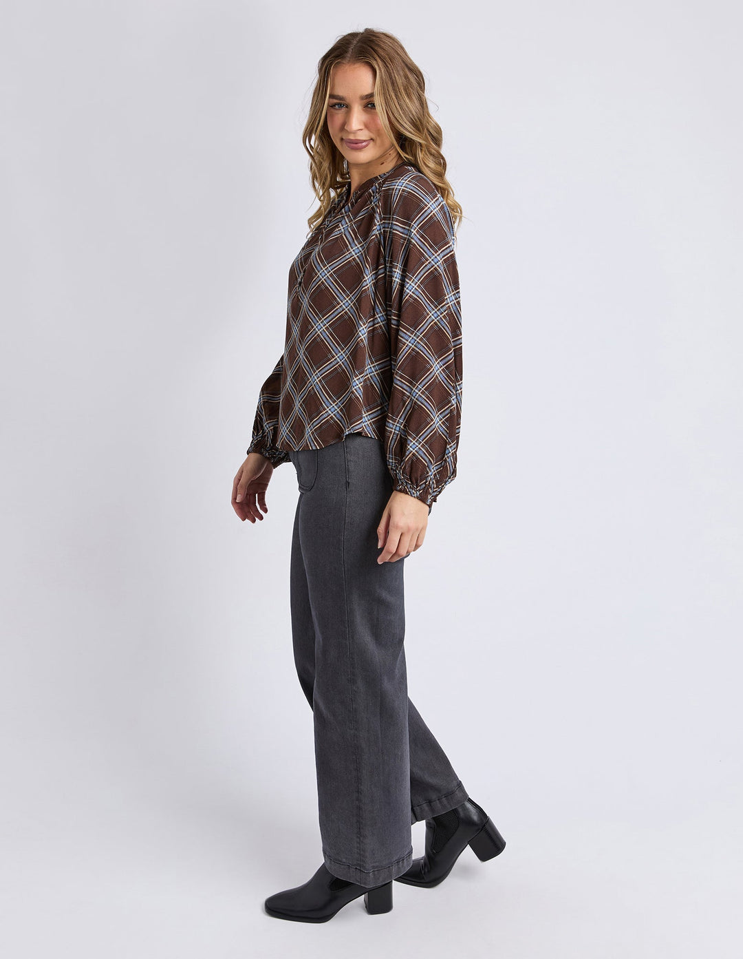 Foxwood Edison Check Top Chocolate