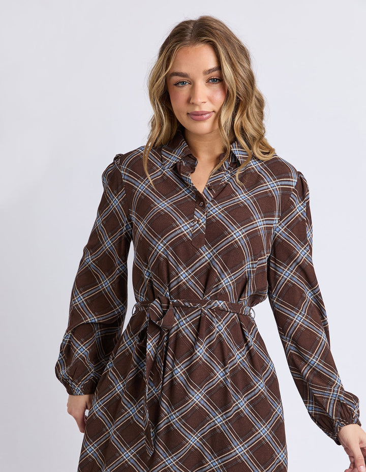 Foxwood Edison Check Dress Chocolate