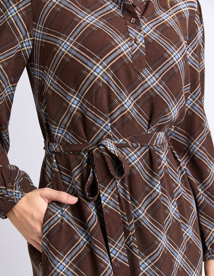 Foxwood Edison Check Dress Chocolate