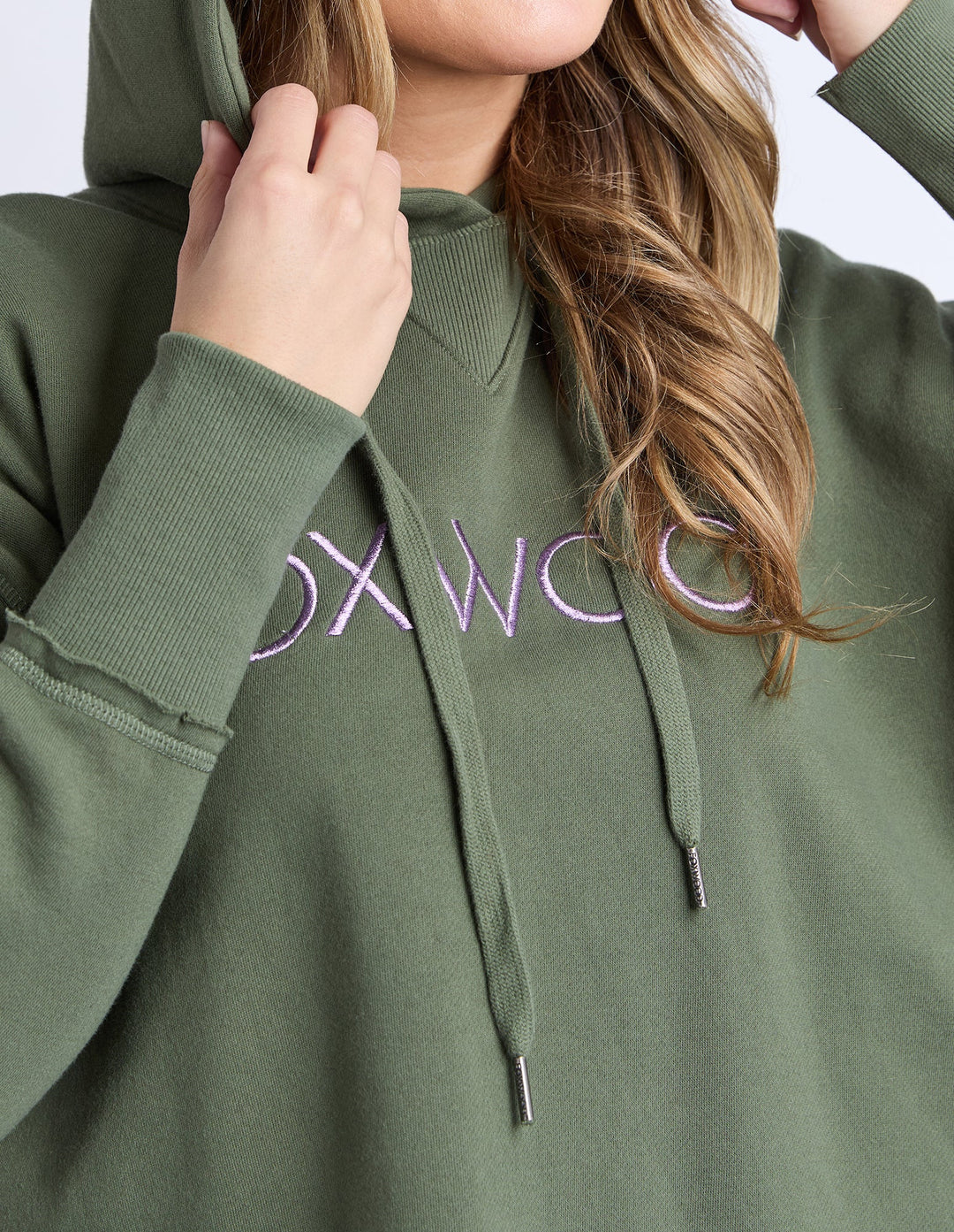 Foxwood Metallic Simplified Hoodie Khaki Lilac