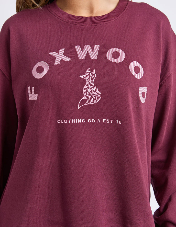 Foxwood Effortless Contrast Crew Wine
