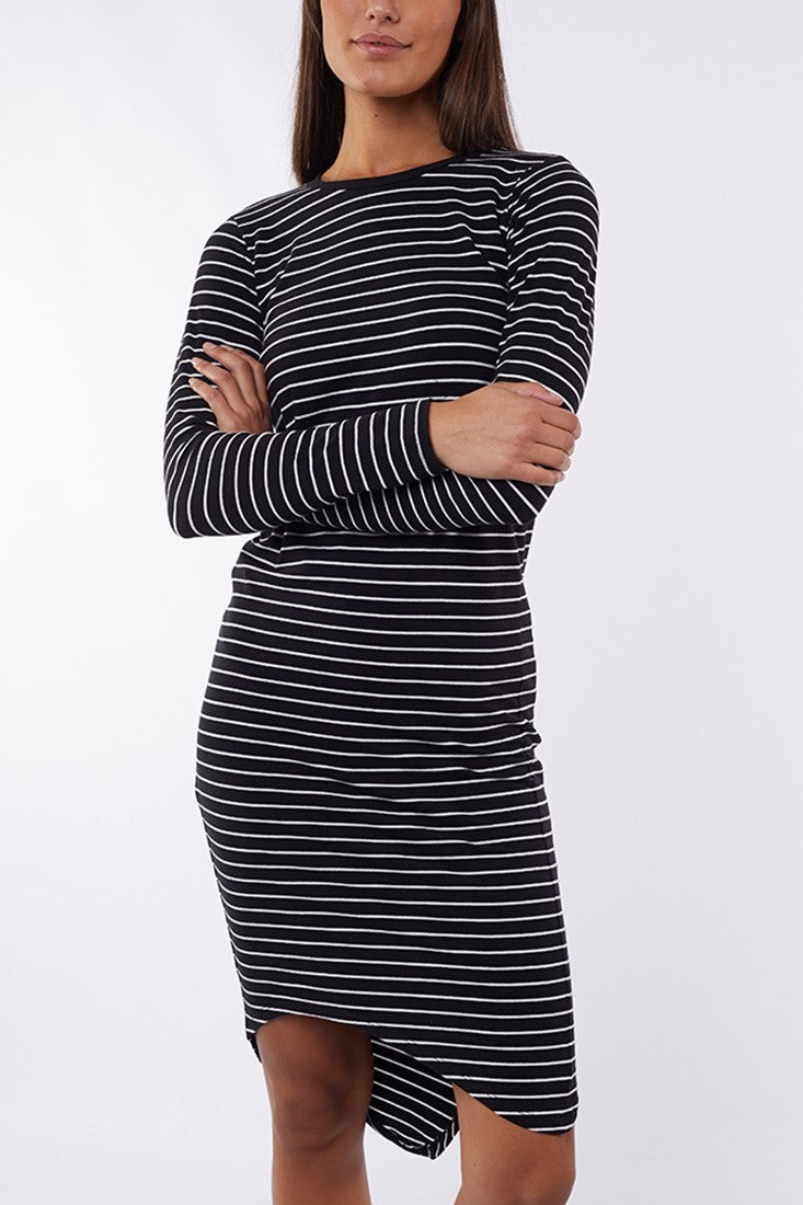 Silent Theory Dress Infinity L/S Black/White Stripe