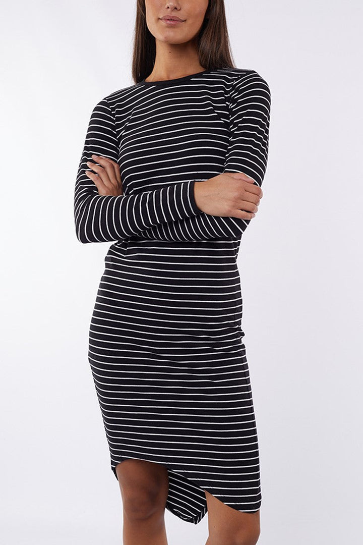 Silent Theory Dress Infinity L/S Black/White Stripe